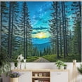 thumbnail image 6 of Forest Road Tapestry Green Nature Pine Tree Wall Tapestry for Bedroom Aesthetic Starry Mountain Outdoor Landscape Small Tapestries Wall Hanging for Dorm Living Room Decor 60 x 80 Inch, 6 of 7