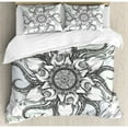 thumbnail image 3 of Octopus Twin Size Duvet Cover Set, Trippy Nautical Mandala Abstract Artwork with Tentacle and Floral Elements Design, Decorative 2 Piece Bedding Set with 1 Pillow Sham, Grey White, by Ambesonne, 3 of 3