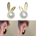 thumbnail image 2 of Delicate Floral Rabbits Ears Studs With Imitation Pearls Trendy Easter Jewelry For Women Fashionable Holiday, 2 of 8