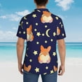 thumbnail image 6 of Balery Corgi Lying With Moons And Stars Print Men's Hawaiian Shirts Short Sleeve Beach Shirt Relaxed Fit Vacation Button Down Shirts-Small, 6 of 9