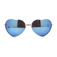 thumbnail image 2 of Iconic Color Mirror Heart Shape Metal Rim Peacenik Love Sunglasses Gold Light Blue Mirror, 2 of 4