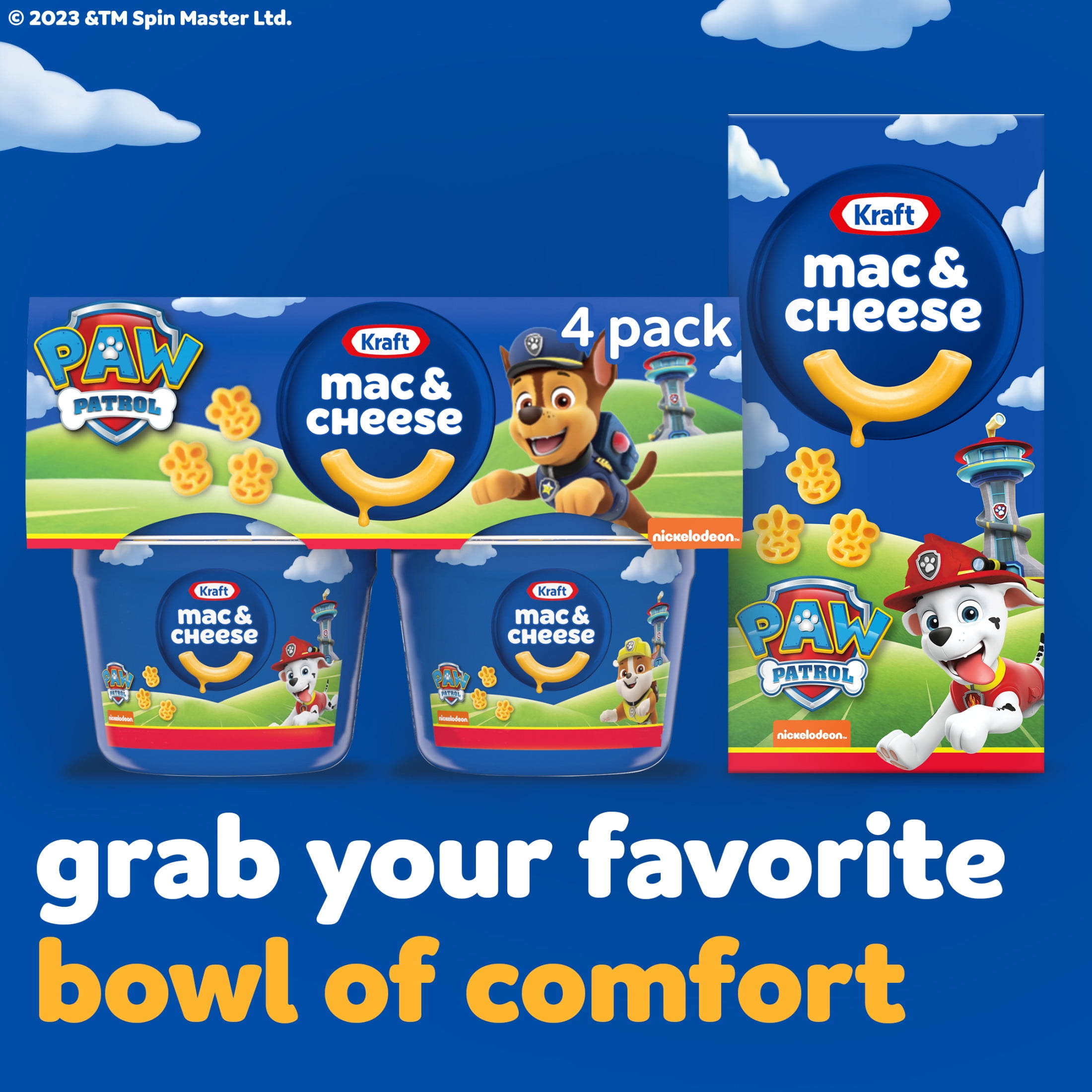 (6 pack) Kraft Nickelodeon Paw Patrol Mac and Cheese, 4 Cups, for Easy Dinner or Dinner Sides, Original Flavor, No Artificial Flavors, Preservatives or Dyes, 1.9 oz