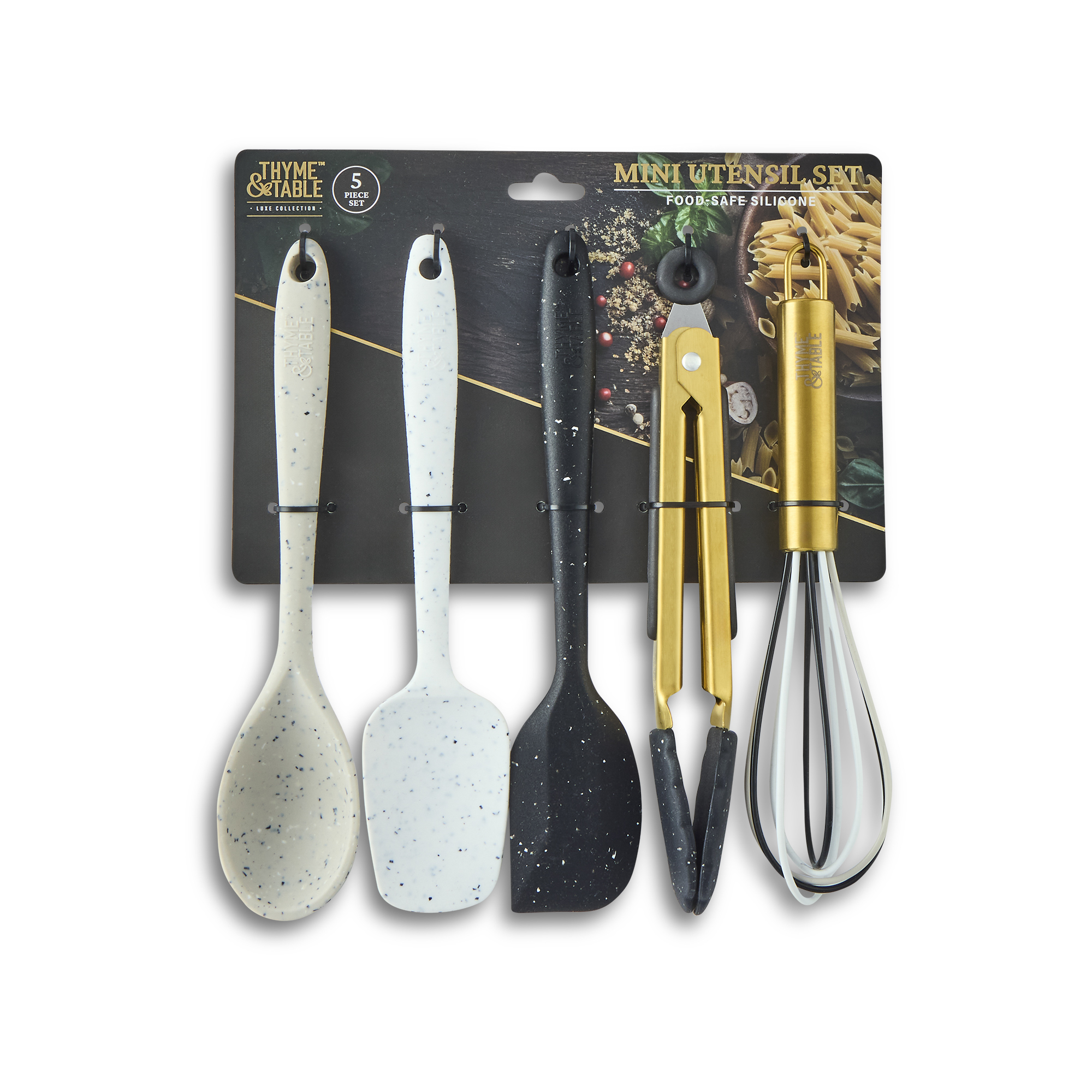 Thyme & Table 5-Piece Silicone Mini Utensil Set, Gold photo 2