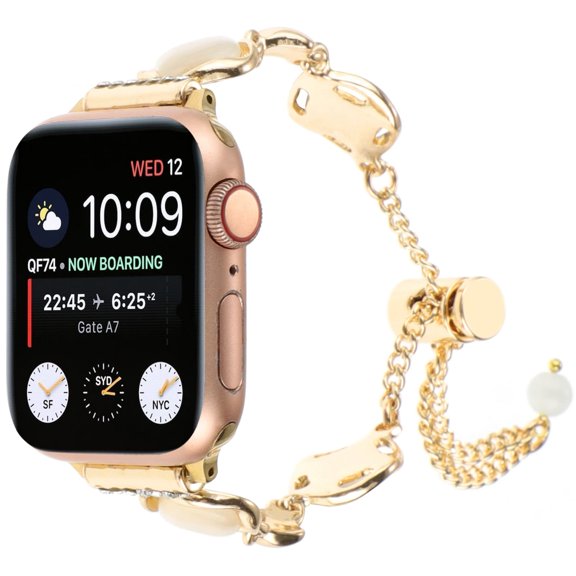 Glittery Gemstone Bands for Apple Watch 49mm 46mm 45mm 44mm 42mm 41mm 40mm 38mm, Slim Metal Bracelet Strap with Sparkly Crystal & Rhinestone Compatible with iWatch Series 10 9 8 7 6 5 4 3 2 SE Ultra