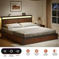 thumbnail image 2 of GUNAITO King Size Bed Frame with Headboard and 4 Storage Drawers LED Platform Bed Frame with Charging Station Brown, 2 of 9
