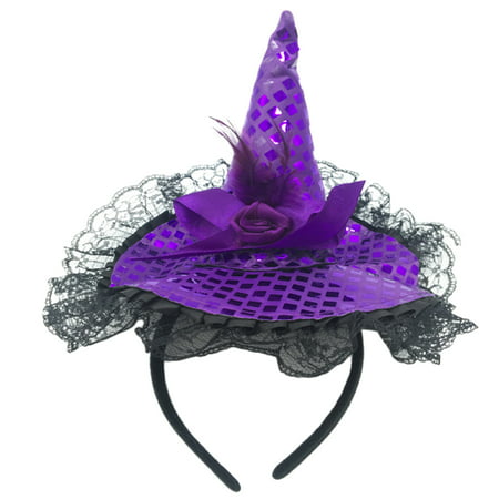 Unisex Make-up Pumpkin Costume Props Hat Sequined Witch Cap Clip for Halloween