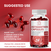 Astaxanthin Supplement - Algae Antioxidant for Eyes,Skin & Joints - High Absorption - 120 Capsules