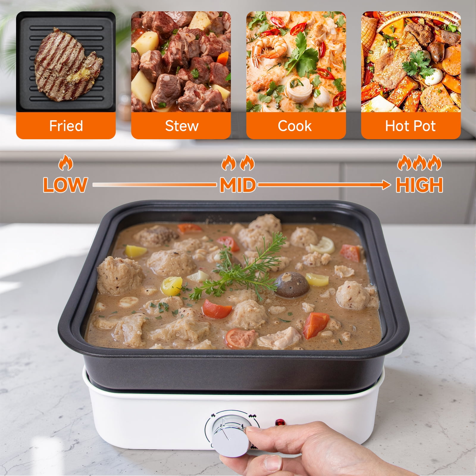 Electric Mini Hot Pot 4L, White