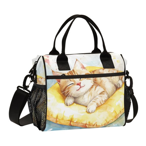 Ckdifva Pretty Orange Cat Cooler Bag Cooler Cooling Tote Lunch Bag Lunch Box Front Pocket with Shoulder Strap