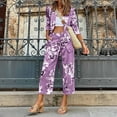 thumbnail image 2 of Conjunto de traje con pantalones capri y bolsillos sueltos de manga larga con botones estampados de dos piezas para mujer a la moda Wmkox8yi bvn324, 2 of 9