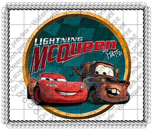 8" Round Cake Cars Lightning McQueen and Mater Edible