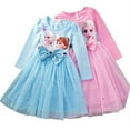 thumbnail image 2 of Kids Girls Long Sleeve Dresses Cartoon Frozen Elsa Princess Cosplay Costume Wedding Party Christmas Outfits, 2 of 4