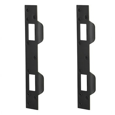 Door Strike Plate Double Holes, Heavy-Duty Latch Reinforcement for Handle and Deadbolt (2Pcs, Black)