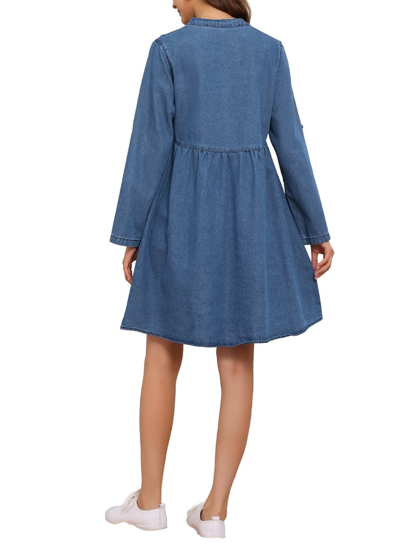 white christmas dresses Denim Smocked Tiered Jumper Dress - Girls Bamboo Dress main image 0