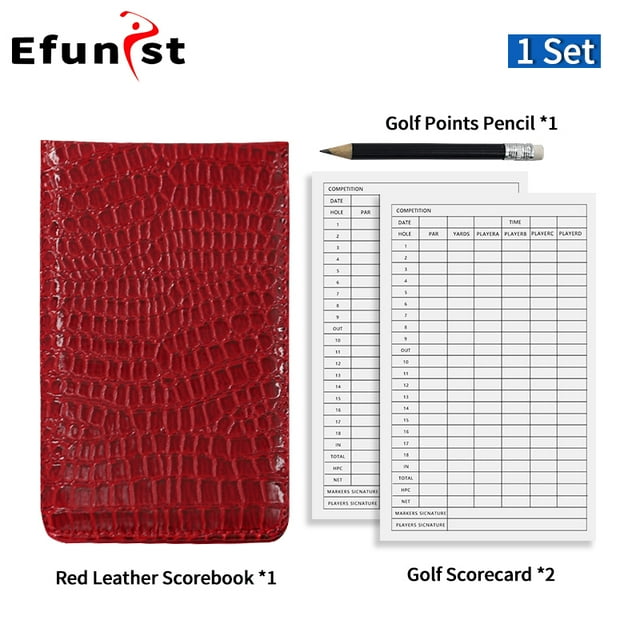 Portable Golf Score Book With Pencil And Score Card PU Leather Material Score Notebook Cartoon Animal Golf Accessories Drop Ship Red