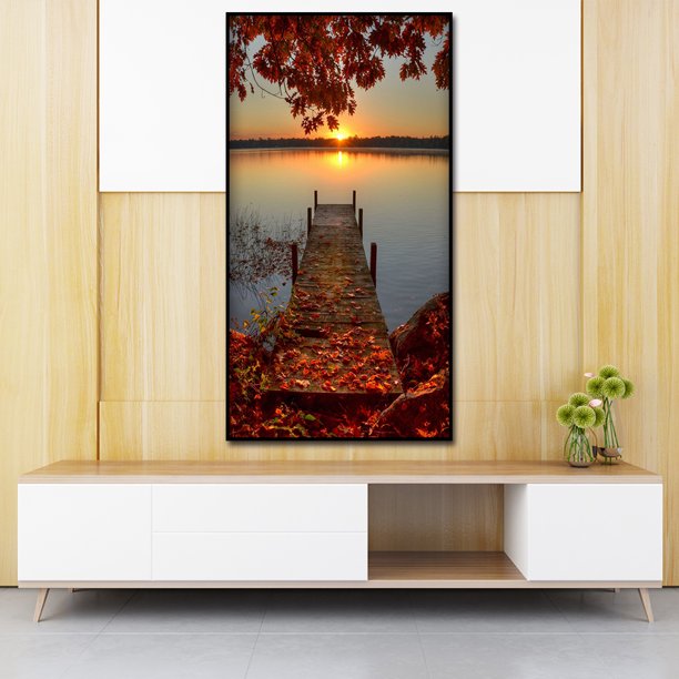 Cuadros Decorativos Pintura de diamantes hojas de arce etapa de aterrizaje cuadro de mosaico redondo completo 45x85cm Ndcxsfigh Nuevos Originales