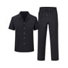 WEILANXIN Store Welanxin Men 2 Piece Beach Vacation Outfit,Lightweight Button Up Loose Shirt Elastic Waist Baggy Pants Suit
