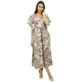 thumbnail image 3 of Bimba Exclusive Rayon Maxi Kaftan Chic Coverup Dress Drawstring Waist Night Wear, 3 of 8