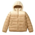 thumbnail image 3 of Winter Coat for Boys with Hooded Puffer Jacket Color Block Puffer Coat Zipper Long Sleeve Lightweight Waterproof Jacket Kids Boys' Outerwear Jackets & Coats 6-7 Years, 3 of 6