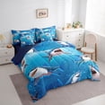 thumbnail image 2 of Feelyou Cartoon Sea Shark Bedding Comforter Set for Men Boys, Underwater Wildlife Full Bedding Set, Blue, Blue Reversible, 7-Piece, 2 of 7