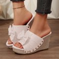 thumbnail image 2 of Dakaela Women's Wedge Slides Suede Bowknot Platform Slip on Sandals Espadrille High Heel Comfortable Summer Beach Walking Shoes Beige Size 6, 2 of 9