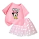 thumbnail image 2 of Conjunto de 2 piezas de camiseta y falda de algodón para niña, falda tutú de princesa de ballet esponjosa, traje de falda de encaje para fiesta de cumpleaños y boda, 2 of 5