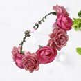 thumbnail image 3 of EeaseCA Couronne de Roses de Mariée Couronne Florale Faite à la Main Serre-Tête Simulé Réaliste pour Mariage (Rose Vif), 3 of 7