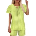 thumbnail image 2 of Ensembles de Pyjama pour Femmes 2 Pcs, Mode Décontractée pour Femmes Manches en Dentelle Imprimée Haut Décontracté Pantalon Ensemble de Pyjama, 2 of 6