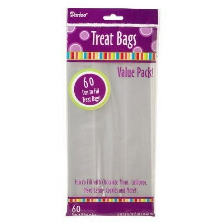 2 Packs of Darice 28-003V 4-Inch-by- 9-Inch Clear Treat Bag 60-Piece