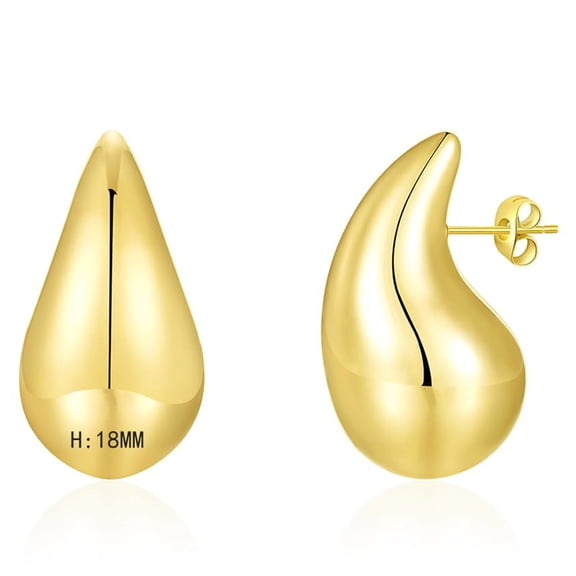 APSVO 18K Gold Plated Hoop Earrings for Women Post Chunky Waterdrop Hypoallergenic Earrings Birthday Mothers Day Jewelry Gifts Teen Mom Female Wife Lady Age Ideas