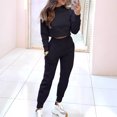 thumbnail image 5 of Quixlent Women's 2 Piece Outfits Long Sleeve Pullover Crop Top And Drawstring Sweatpants Set Fall Lounge Sweatsuit Set, 5 of 8
