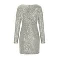 thumbnail image 7 of lcziwo Weekly Sale Women's Sequin Dress Wrap V Neck Ruched Bodycon Spaghetti Straps Party Night Club Dresses Women's Formal Dress,Silver,M, 7 of 7