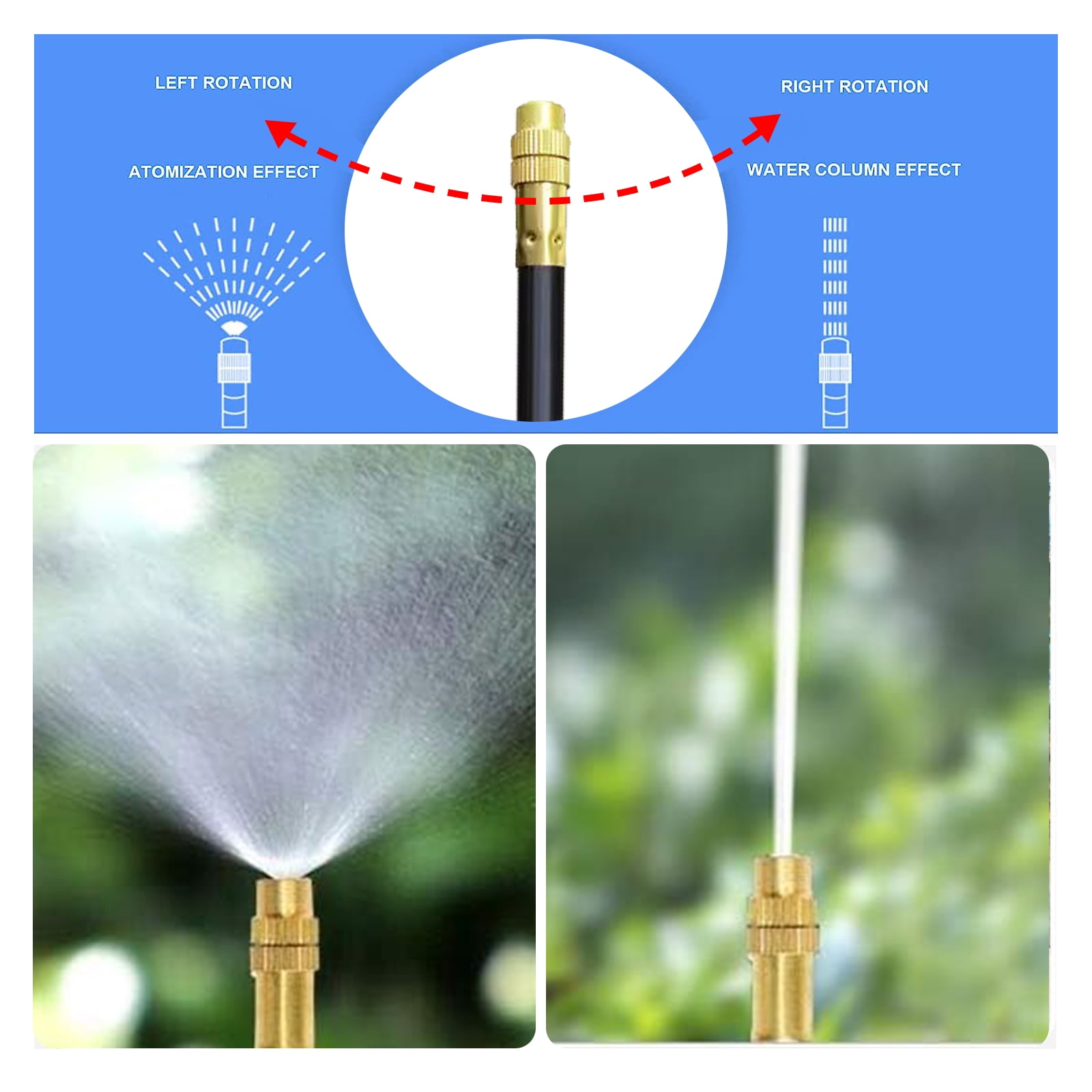 Free Bending Copper Mist Nozzle Universal Spray Nozzle Straight Push Lock Joint Garden Humidification Sprayer, Hose Nozzle Sprayer Heavy Duty