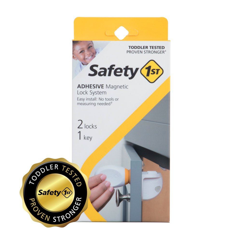 Safety 1st Adhesive Magnetic Lock System - 2 Locks and 1 Key, White ...