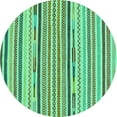 thumbnail image 1 of Ahgly Company Machine Washable Indoor Round Abstract Turquoise Blue Modern Area Rugs, 3' Round, 1 of 4