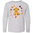 thumbnail image 3 of Inktastic Cute Puppy Valentine with Hearts and Bones Long Sleeve Youth T-Shirt, 3 of 5