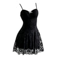 thumbnail image 3 of Huowey Vampire Gothic Dresses Halloween For Women Floral Lace Fancy Cosplay Party Gown Spaghetti Strap Elegant Halloween Dress,Black,M, 3 of 6