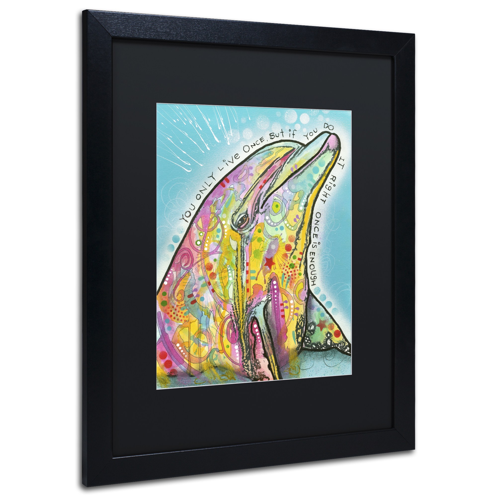 Trademark Fine Art "Dolphin" Canvas Art by Dean Russo, Black Matte, Black Frame