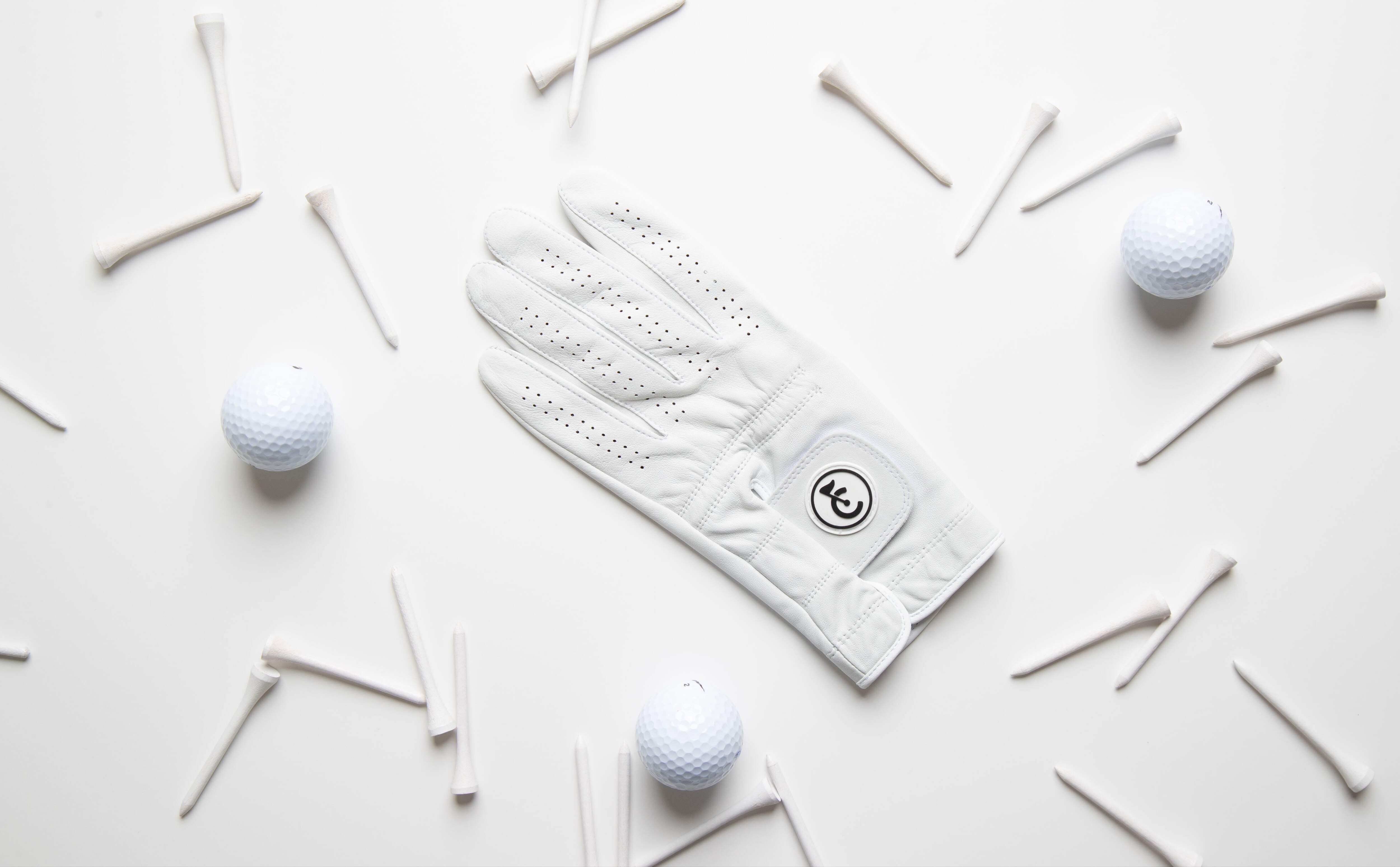 All White Premium Cabretta Leather Golf Glove with Supportive Palm Pad