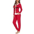 thumbnail image 2 of Renewold Casual Christmas Red Elf Pajama for Women Pajamas 2PCS Skin Friendly Outfits Pullover Tops Sweatsuit Set Stretchy Walking Yoga Daily Wear Nightwear Size XL, 2 of 4