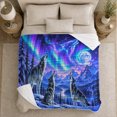 thumbnail image 5 of Howling Wolves Northern Lights Wilderness, Peaceful Mountain Lake Scene, Warm Flannel Blanket for Cabin and Lodge, Outdoor Lovers Camping Gift, Rustic Home Decor, 5 of 9
