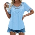 thumbnail image 2 of Sexlip Women's T-Shirt Round Neck Casual Solid Pattern Breathable Stylish Look Versatile Styling Breathable Wear Blue XL, 2 of 5