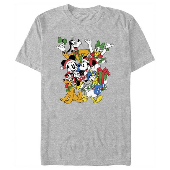Men's Mickey & Friends Christmas Crew Collage Graphic Tee Athletic Heather X Large