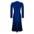 thumbnail image 5 of VEKDONE Women's Maxi Dress Long Sleeve Button Down V Neck Vintage Dress Casual Ruffle Hem Side Split Western Long Dress Solid Color Slim Fit Dresses Blue XL, 5 of 7