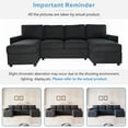 thumbnail image 6 of Miekor Furniture 103.9" Sectional Sofa Convertible Sectional Sofa U-shaped Sofa with Two Storage Chaise Lounges and Four USB Ports for Living Room, Black MK6188, 6 of 12