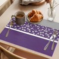 thumbnail image 3 of Retro Purple Placemats Set of 4, Gray Floral Striped Pattern Stitching Art Non-Slip Place Mats Washable Table Mats for Kitchen Dining Table Decorations Indoor/Outdoor, 3 of 9