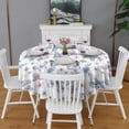 thumbnail image 2 of Watercolor Butterfly Flower Leaf White Pattern Round Tablecloth 60"x60",Wrinkle Wipeable Table Cloth for Kitchen Dining Room Picnic Patio Party, 2 of 6