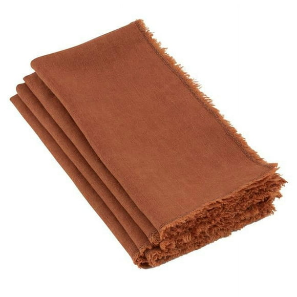 SARO 13009.TC20S Serviettes en Lin Design à Franges Carrées Graciella de 20 Po - Lot de 4
