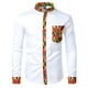 thumbnail image 5 of Conjunto de disfraz con patrón kente africano de 3 piezas con camisa abotonada, sombrero Kufi, bufanda, estola, faja, traje para fiesta del Mes de la Historia Negra, 5 of 5
