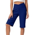 thumbnail image 2 of hlysgo Womens Yoga Leggings Shorts Elastic High Waist Casual Knee Length Short Workout Jogging Gym Short Blue,2xL, 2 of 6